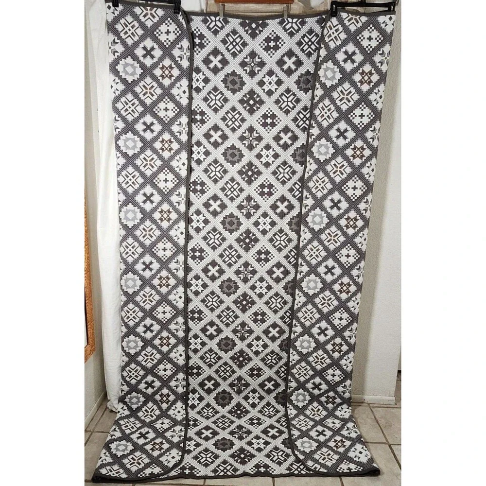 Tristan Patchwork Quilt Set Queen 3pc Charcoal Grey Cotton Blend - Dada Bedding